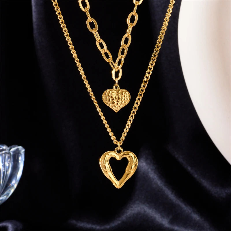 Colar Duplo Amor com Detalhes Brilhante, Colar Duplo Amor para Aniversários, Colar Duplo Amor para Noite Especial, Colar Duplo Amor Minimalista, Colar Duplo Amor para Look Sofisticado, Colar Duplo Amor Banhado a Ouro